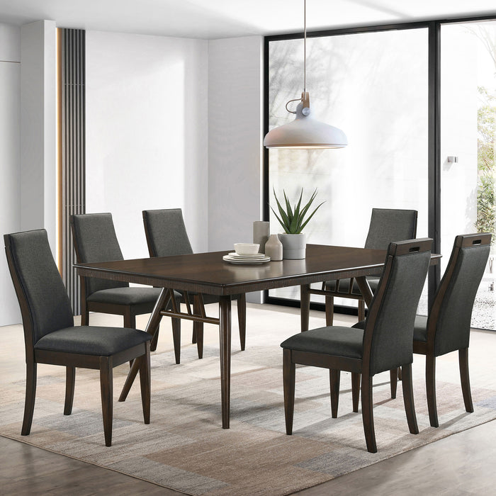 Wes Rectangular Dining Set Grey and Dark Walnut