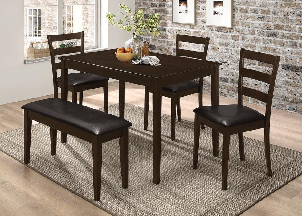 Guillen 5-piece Dining Set with Bench Cappuccino and Dark Brown image