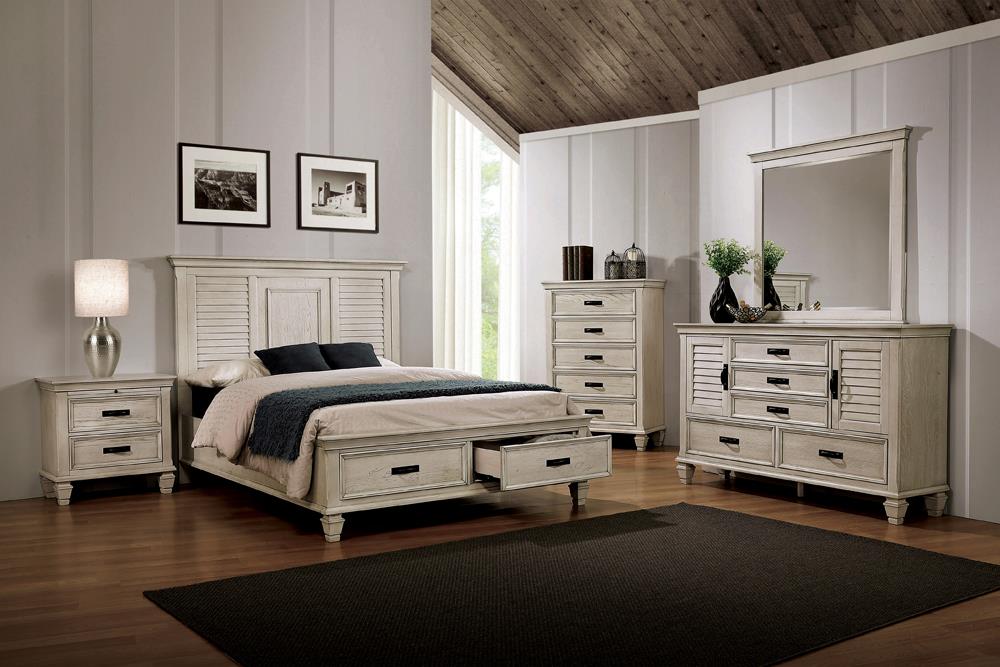 Franco 5-piece Eastern King Storage Bedroom Set Antique White image