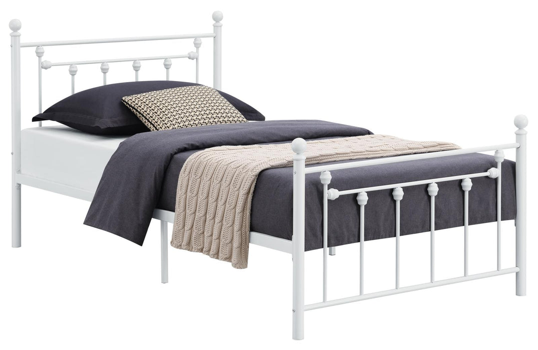 Canon Full Metal Slatted Headboard Platform Bed - White image