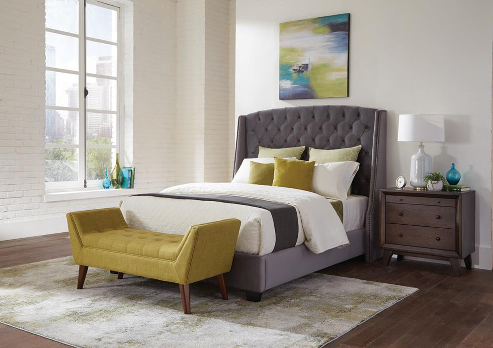 Pissarro Eastern King Tufted Upholstered Bed Grey