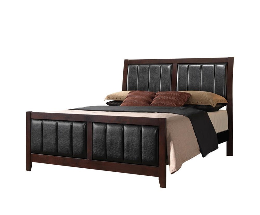 Carlton Full Upholstered Panel Bed Cappuccino and Black