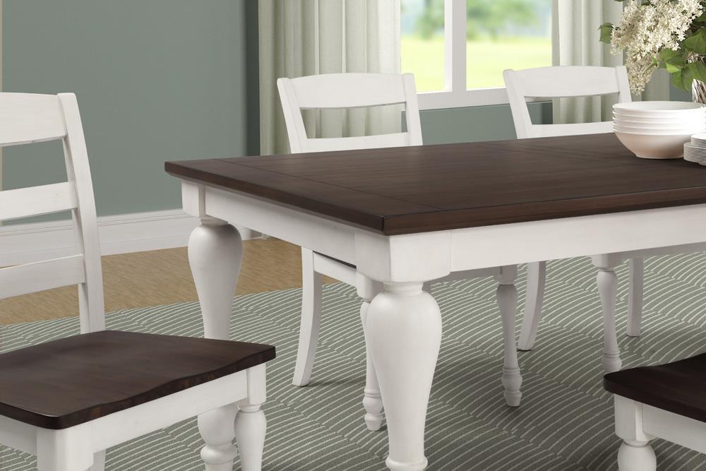 Madelyn Dining Table with Extension Leaf Dark Cocoa and Coastal White