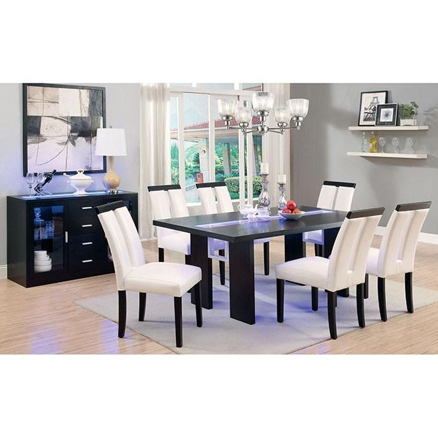 Luminar Black Glass-Insert Dining Table