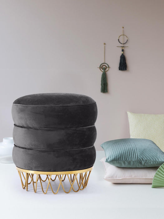 Revolve Grey Velvet Ottoman/Stool