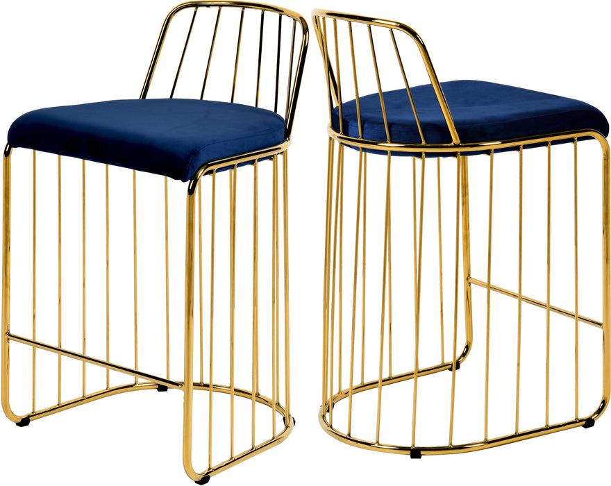 Gio Navy Velvet Stool image