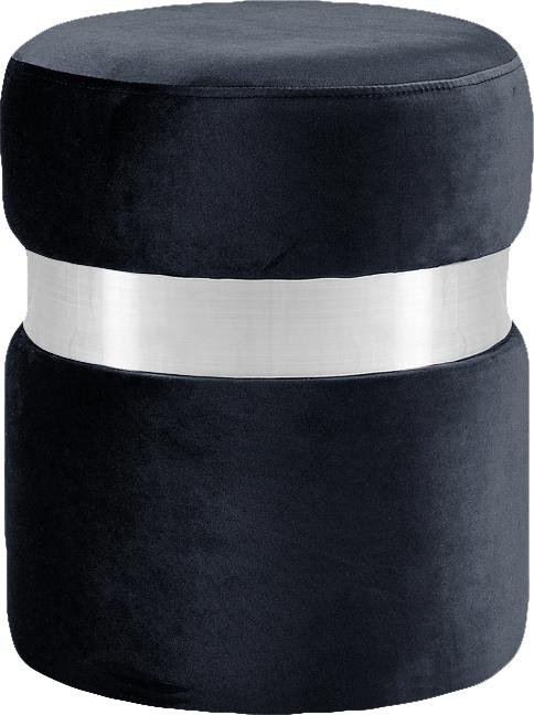 Hailey Black Velvet Ottoman/Stool