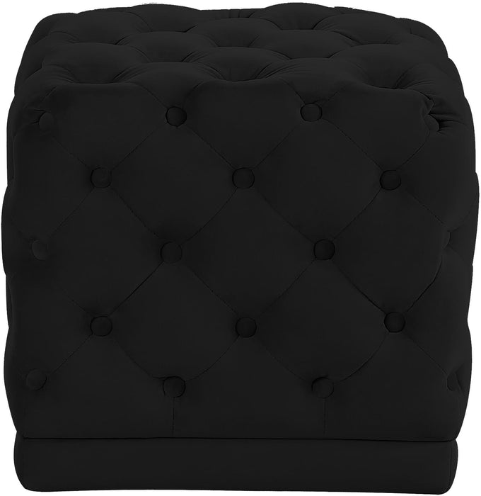 Stella Black Velvet Ottoman/Stool image