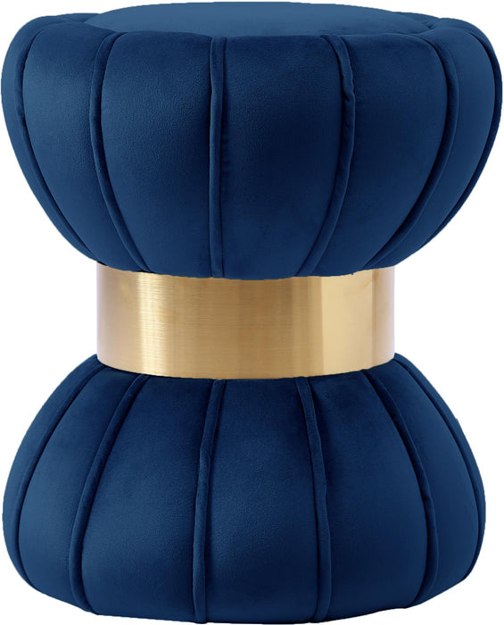 Vino Navy Velvet Ottoman/Stool image