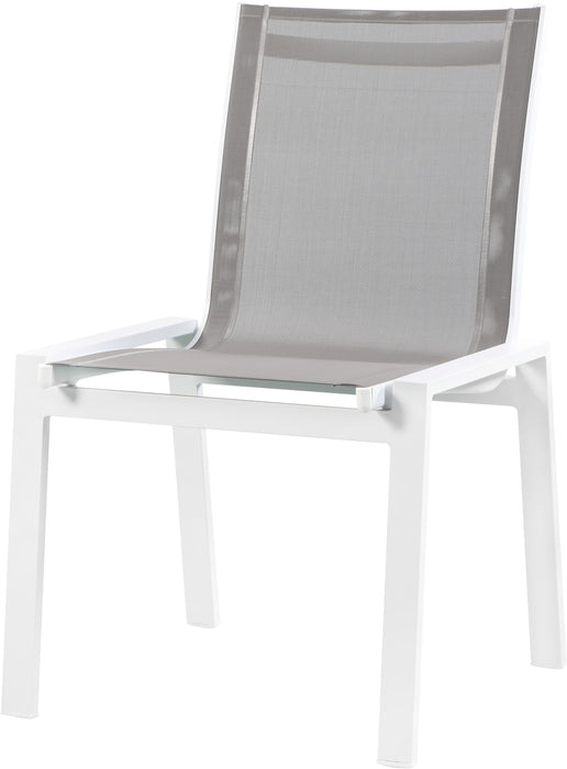 Nizuc Grey Mesh Waterproof Fabric Outdoor Patio Aluminum Mesh Dining Chair