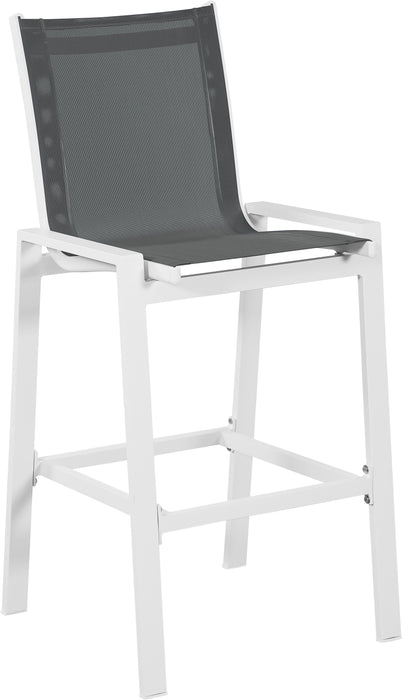 Nizuc Grey Mesh Waterproof Fabric Outdoor Patio Aluminum Mesh Barstool