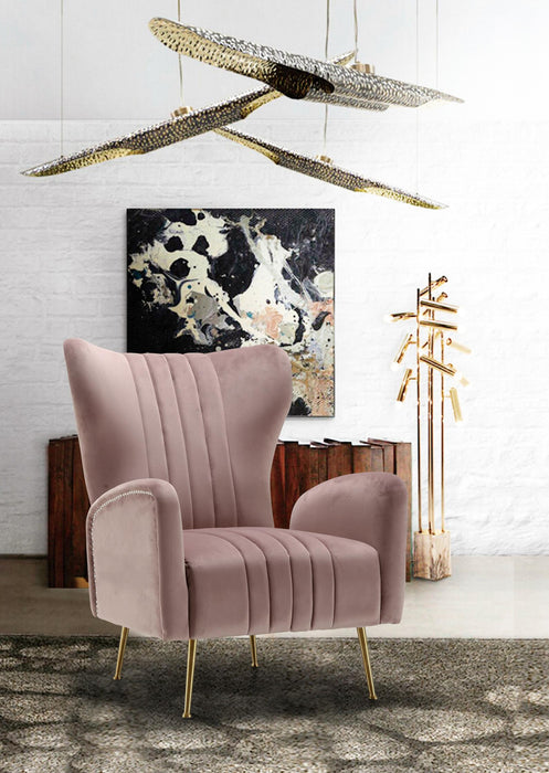 Opera Pink Velvet Accent Chair