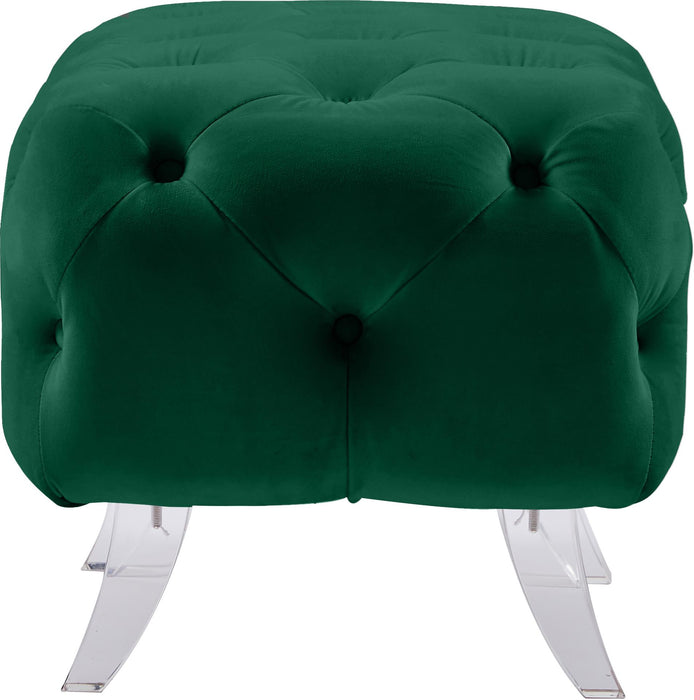 Crescent Green Velvet Ottoman