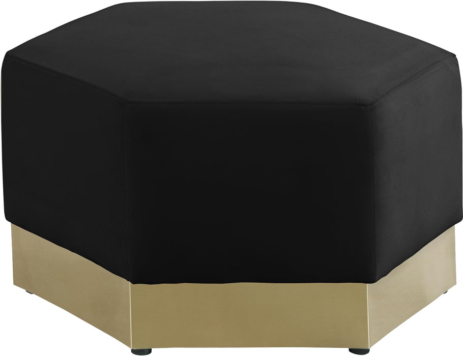 Marquis Black Velvet Ottoman