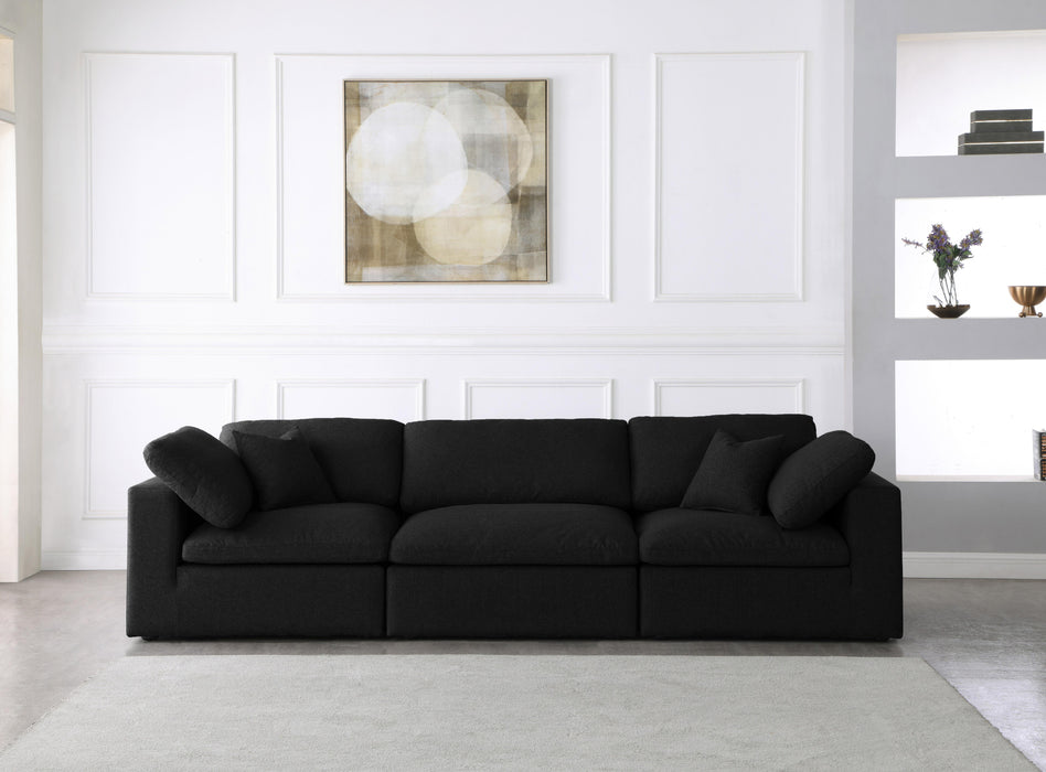 Serene Black Linen Fabric Deluxe Cloud Modular Sofa