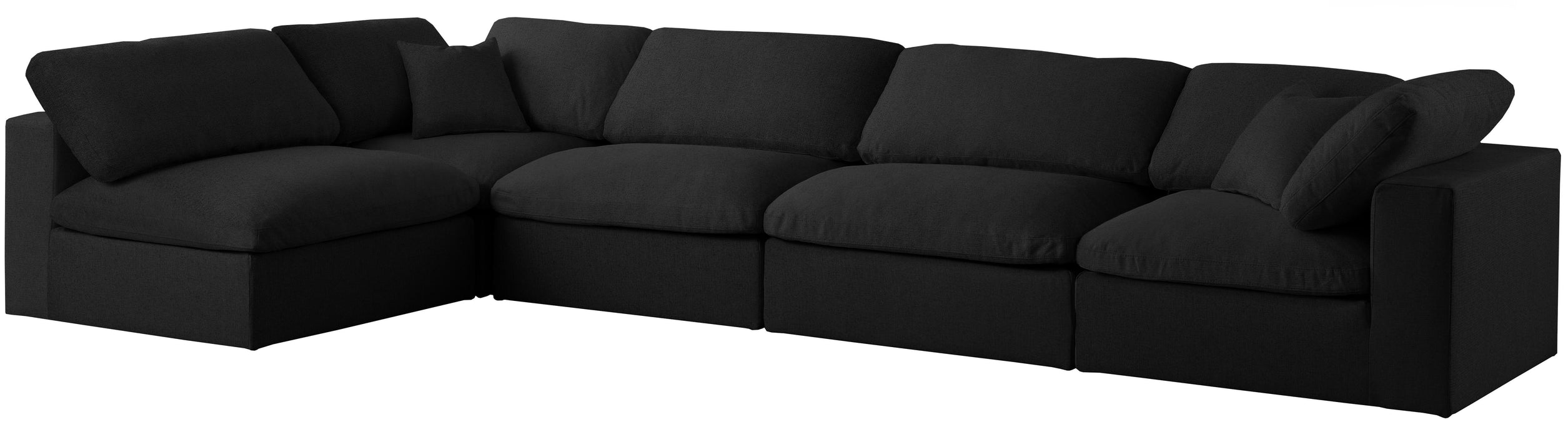 Serene Black Linen Fabric Deluxe Cloud Modular Sectional