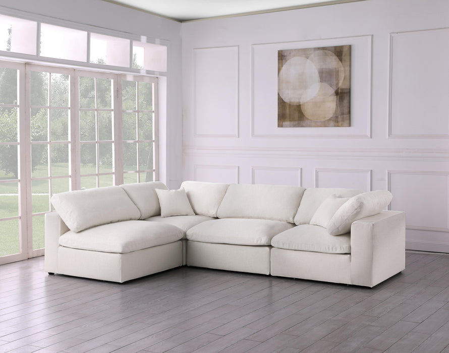 Serene Cream Linen Fabric Deluxe Cloud Modular Sectional