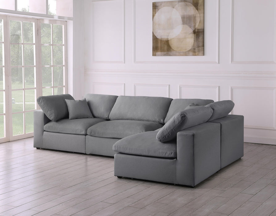 Serene Grey Linen Fabric Deluxe Cloud Modular Sectional