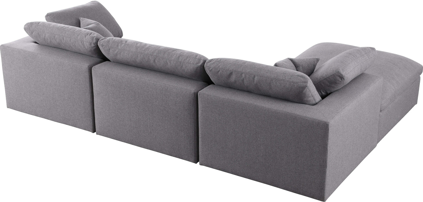 Serene Grey Linen Fabric Deluxe Cloud Modular Sectional