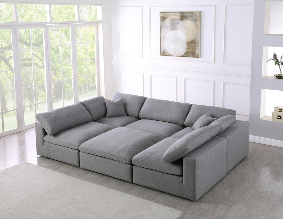 Serene Grey Linen Fabric Deluxe Cloud Modular Sectional