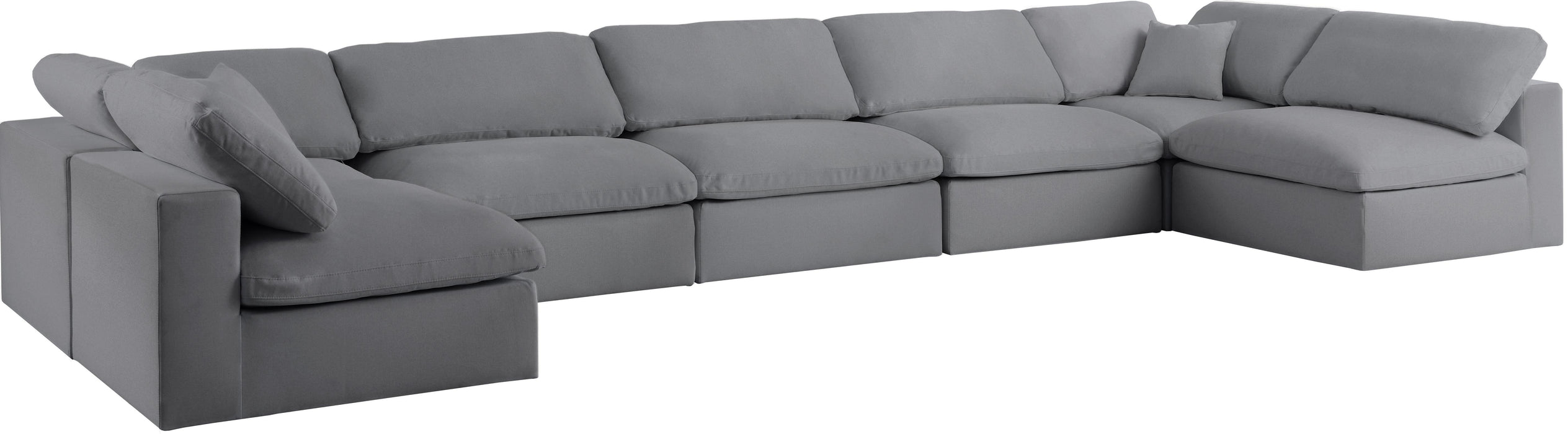 Serene Grey Linen Fabric Deluxe Cloud Modular Sectional