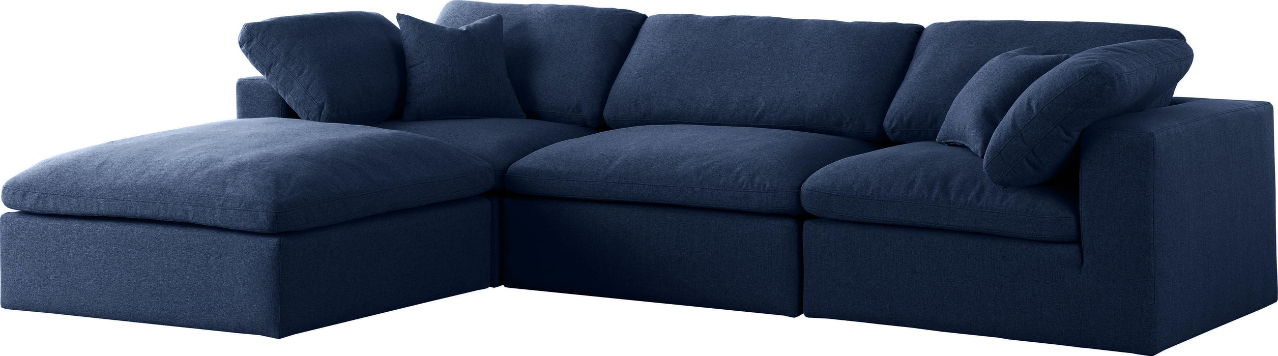 Serene Navy Linen Fabric Deluxe Cloud Modular Sectional