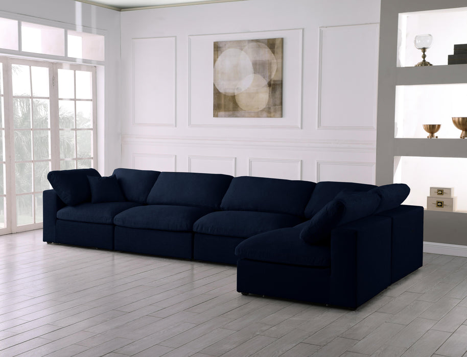 Serene Navy Linen Fabric Deluxe Cloud Modular Sectional