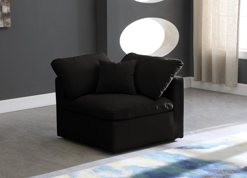 Plush Black Velvet Standard Cloud Modular Corner Chair