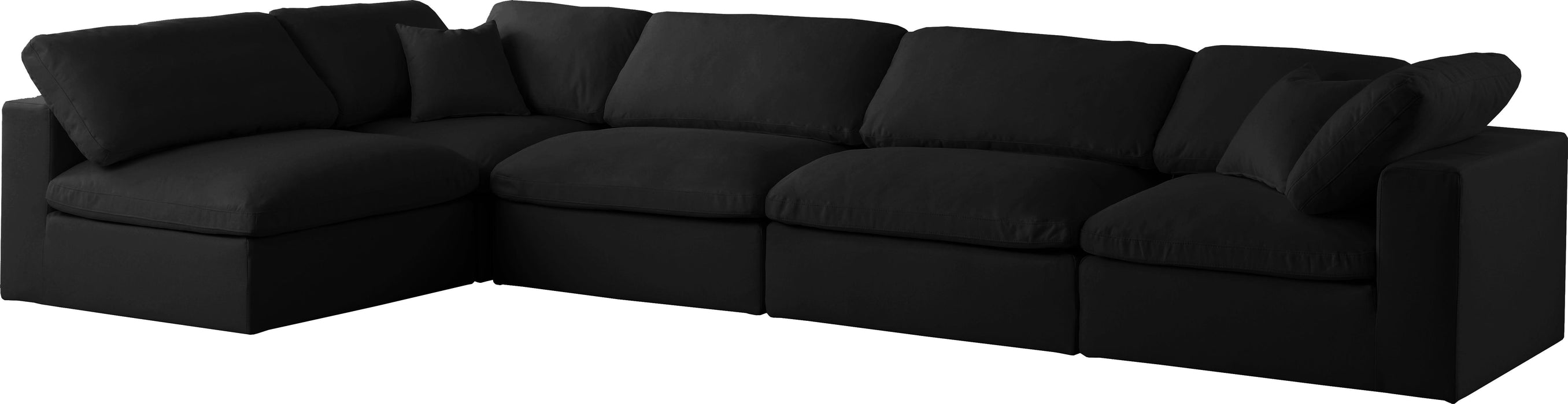 Plush Black Velvet Standard Cloud Modular Sectional