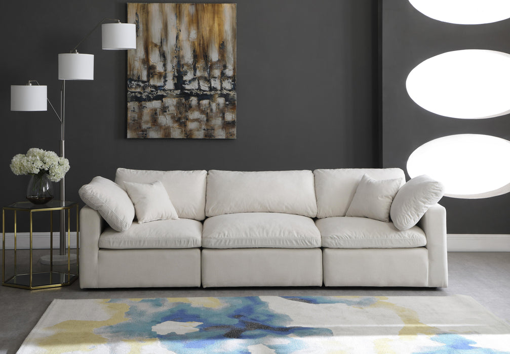 Plush Cream Velvet Standard Cloud Modular Sofa