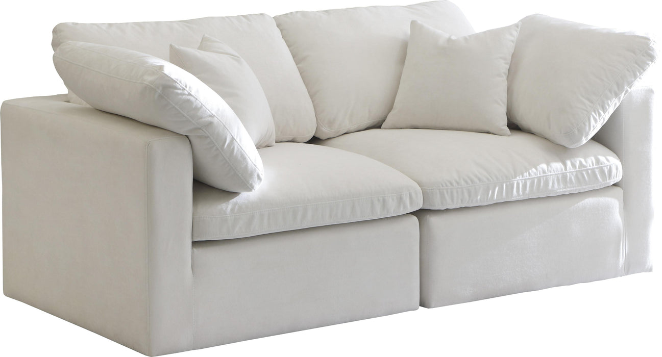 Plush Cream Velvet Standard Cloud Modular Sofa