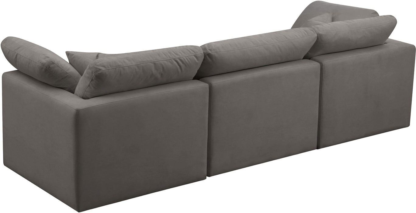 Plush Grey Velvet Standard Cloud Modular Sofa