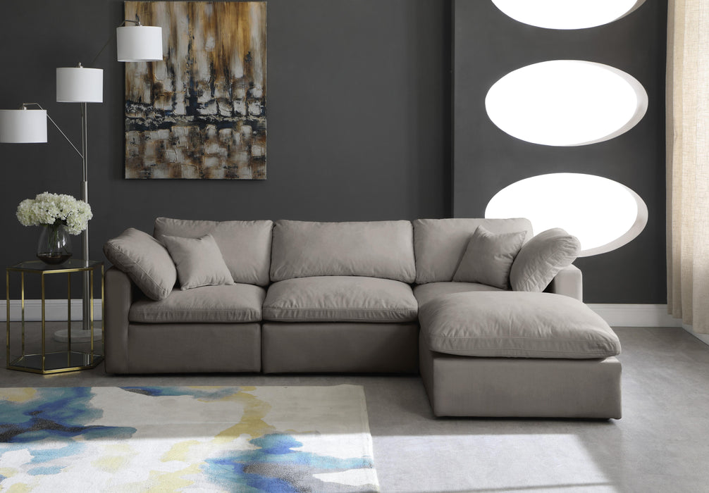 Plush Grey Velvet Standard Cloud Modular Sectional