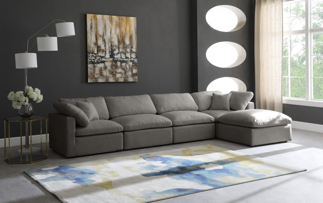 Plush Grey Velvet Standard Cloud Modular Sectional