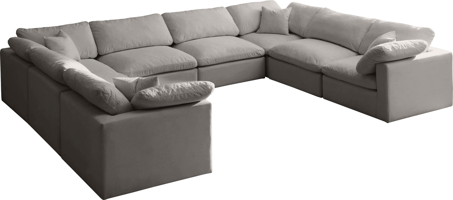 Plush Grey Velvet Standard Cloud Modular Sectional