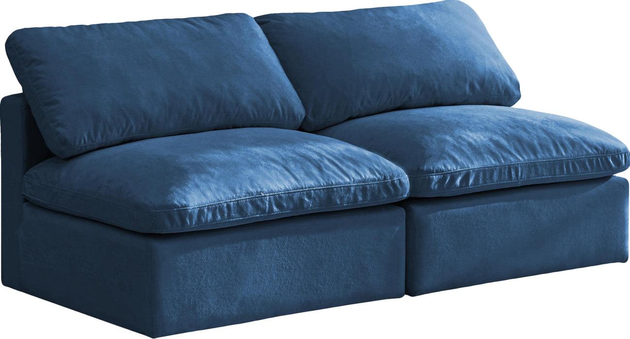 Plush Navy Velvet Standard Cloud Modular Sofa