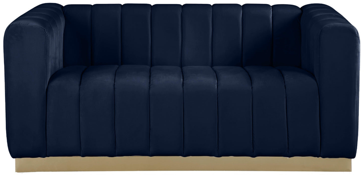 Marlon Navy Velvet Loveseat