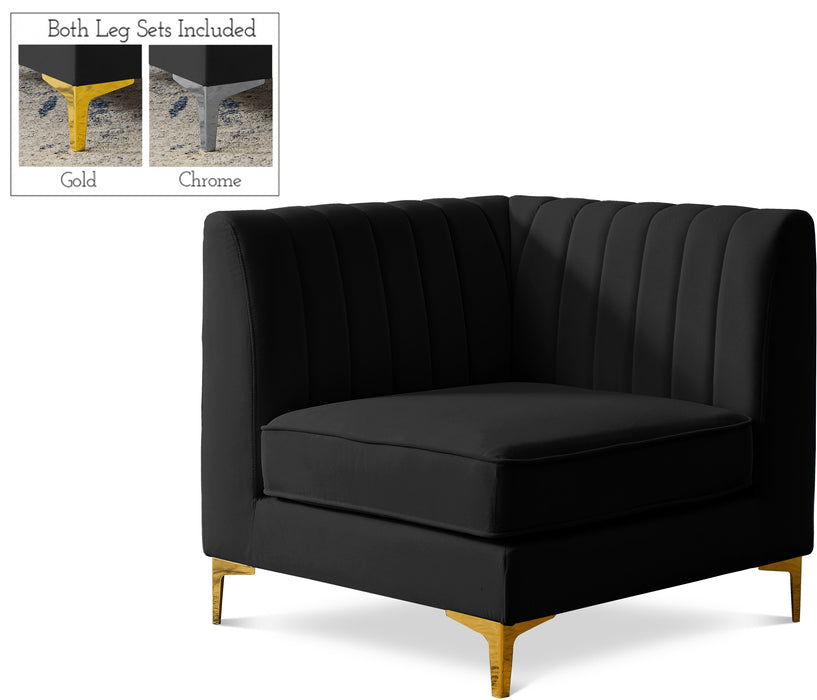 Alina Black Velvet Corner Chair image