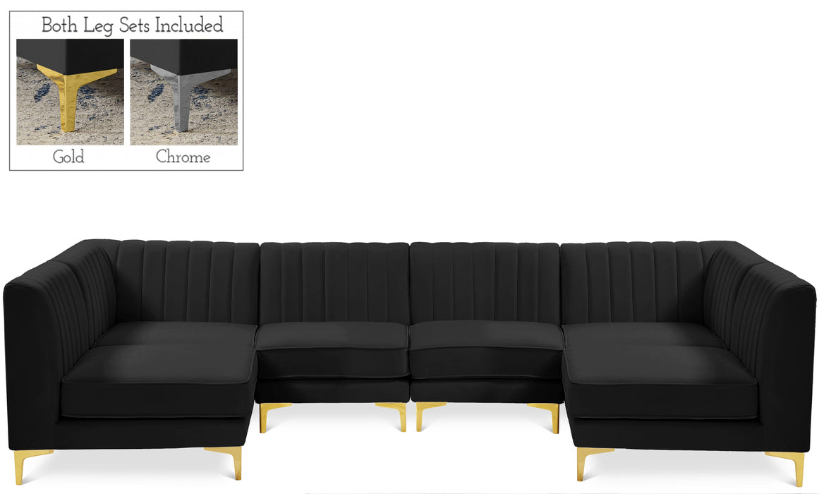 Alina Black Velvet Modular Sectional