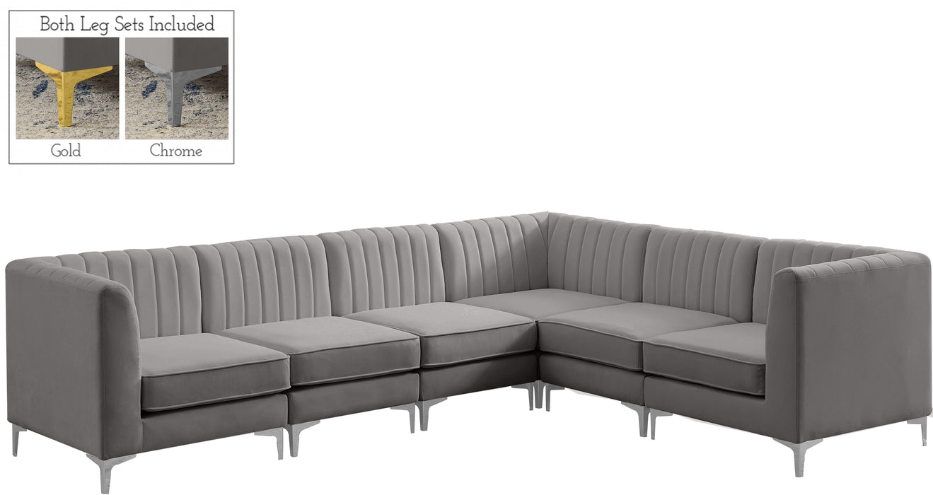 Alina Grey Velvet Modular Sectional