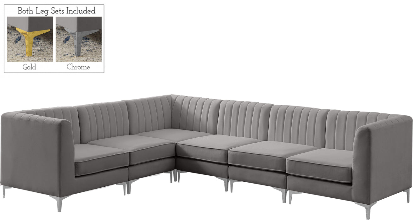 Alina Grey Velvet Modular Sectional