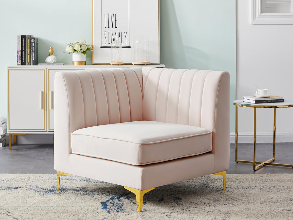 Alina Pink Velvet Corner Chair