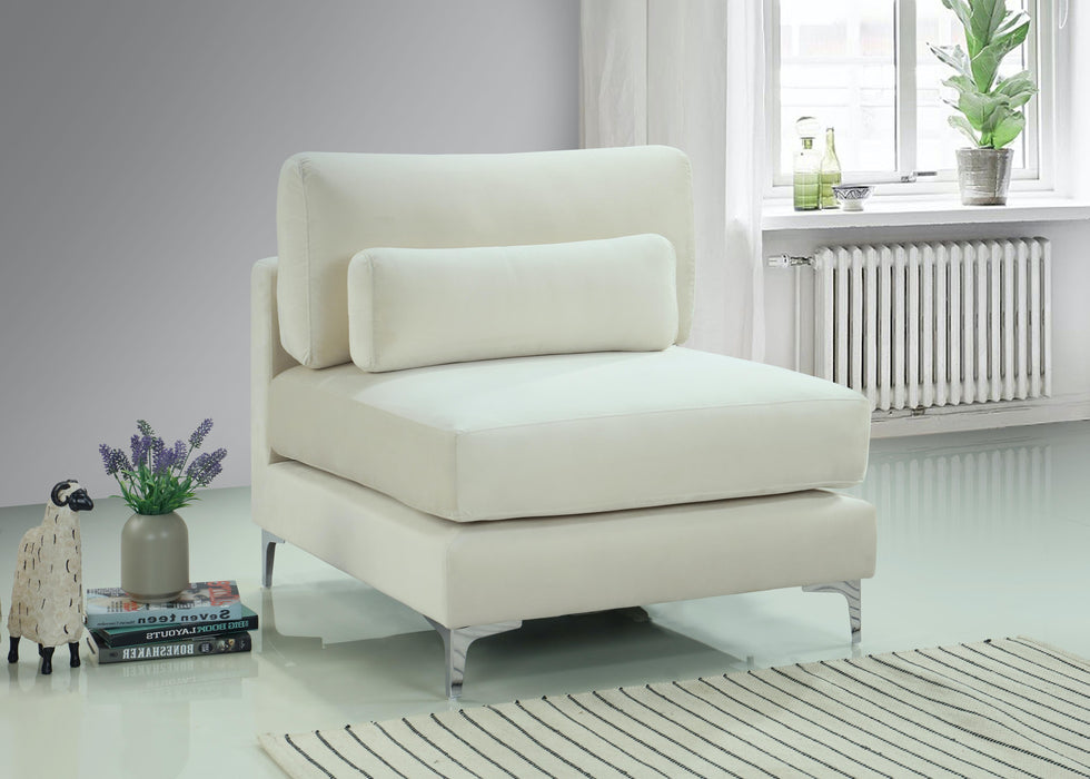 Julia Cream Velvet Modular Armless Chair