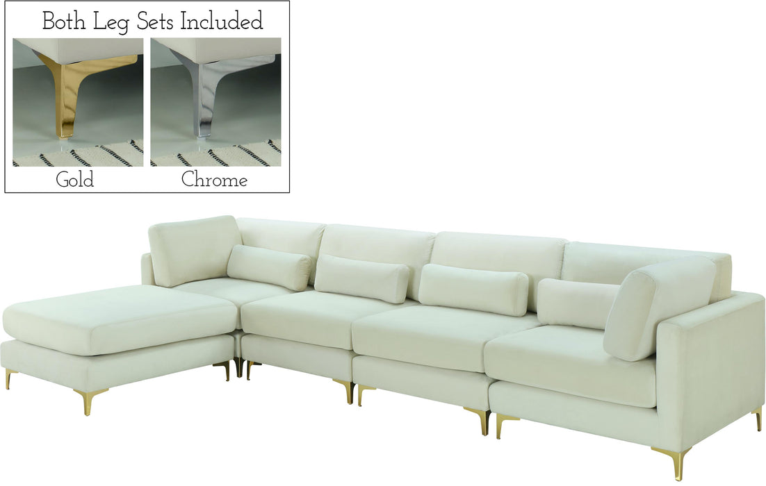 Julia Cream Velvet Modular Sectional (5 Boxes)