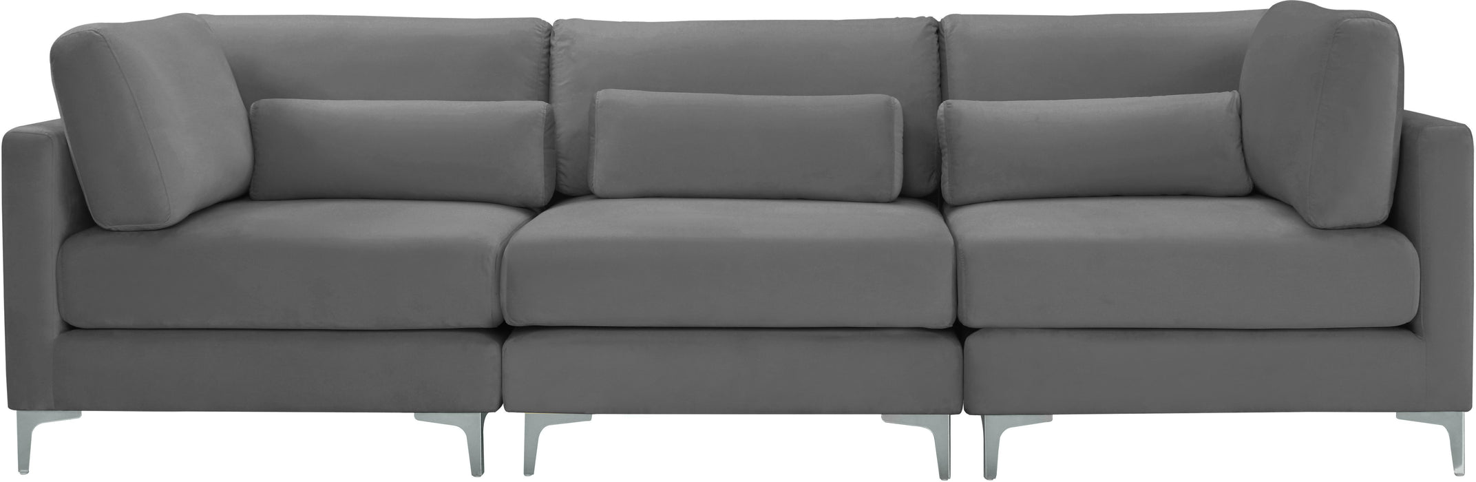 Julia Grey Velvet Modular Sofa (3 Boxes)