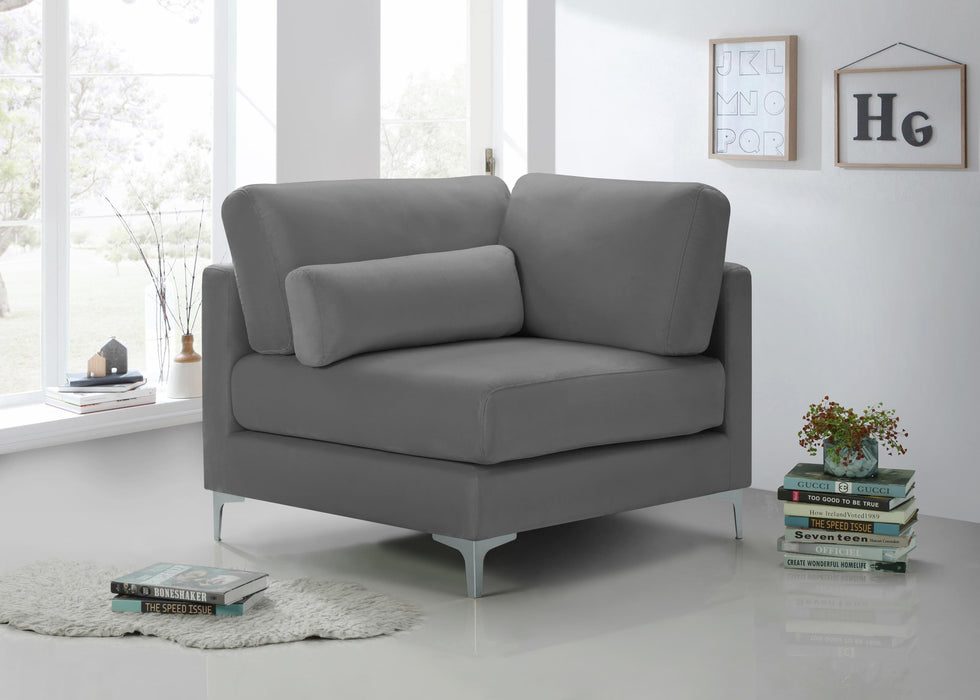 Julia Grey Velvet Modular Corner Chair