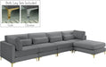 Julia Grey Velvet Modular Sectional (5 Boxes) image