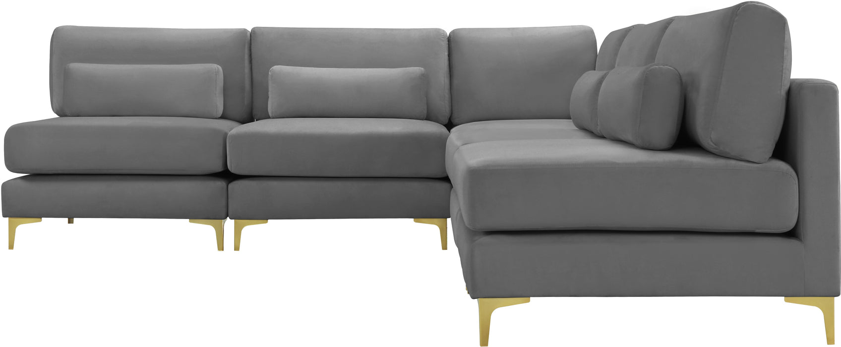 Julia Grey Velvet Modular Sectional (5 Boxes)