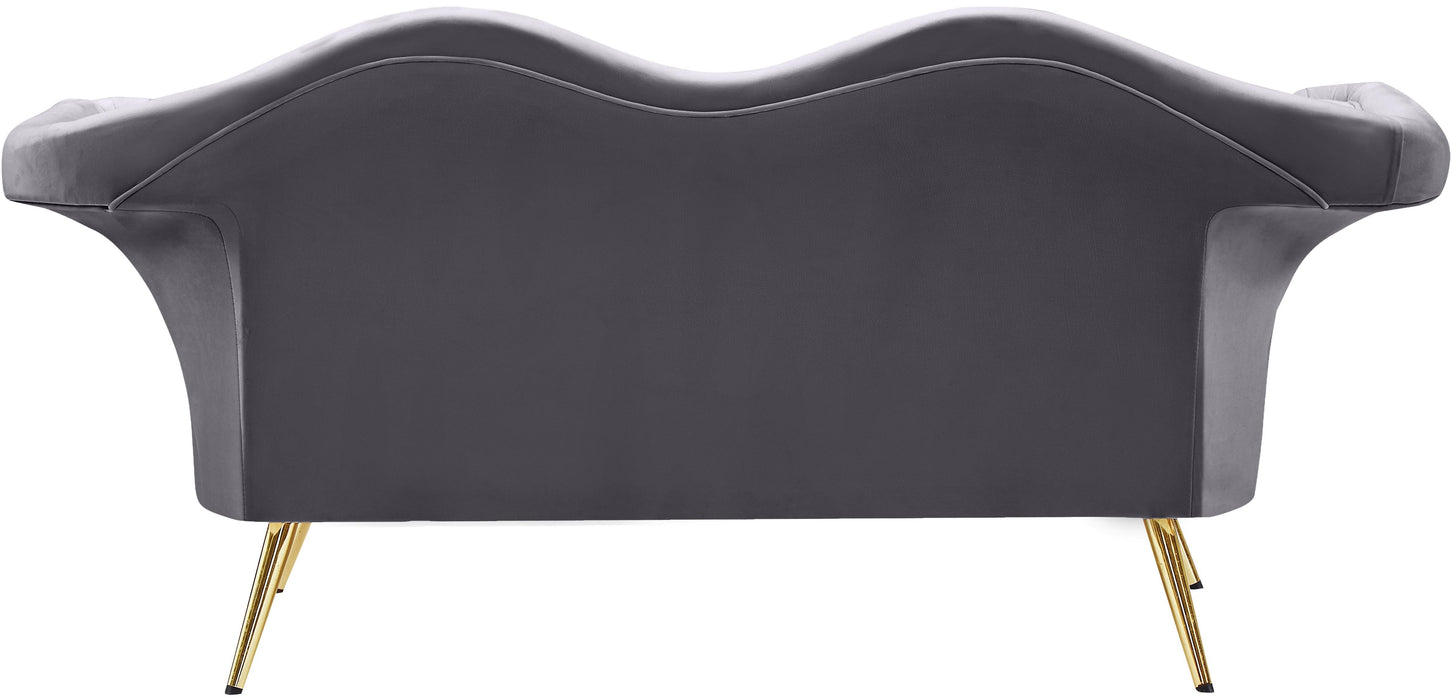 Lips Grey Velvet Loveseat