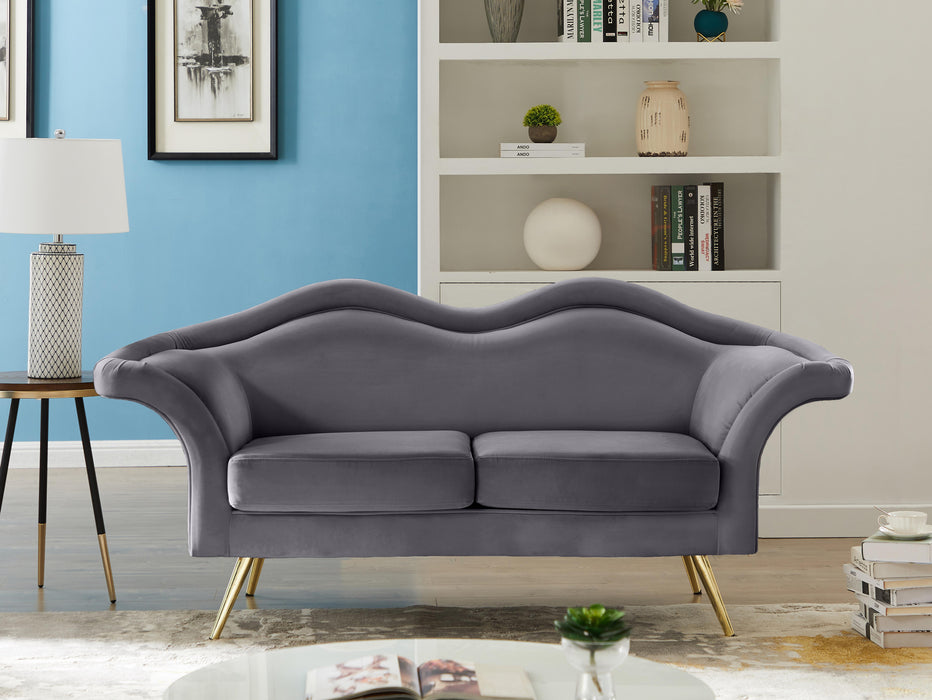 Lips Grey Velvet Loveseat